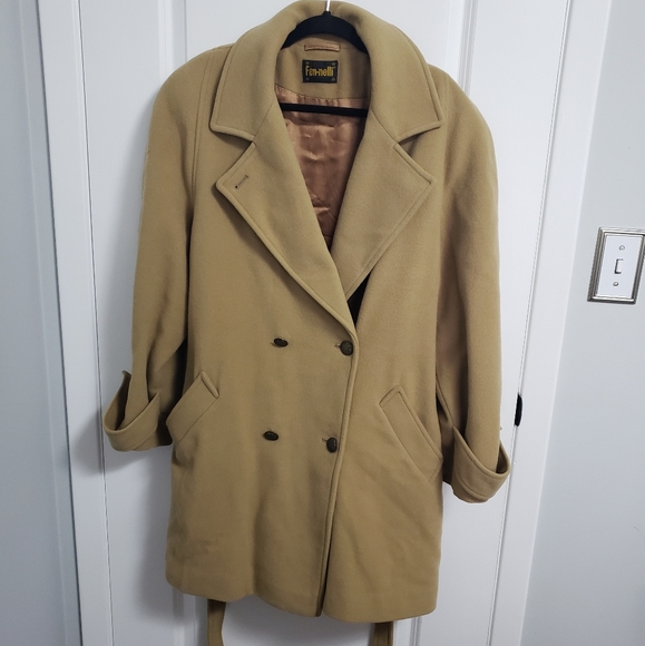 VINTAGE FENNLLI Brown Wool & Cashmere Belted Long Coat - Picture 4 of 16